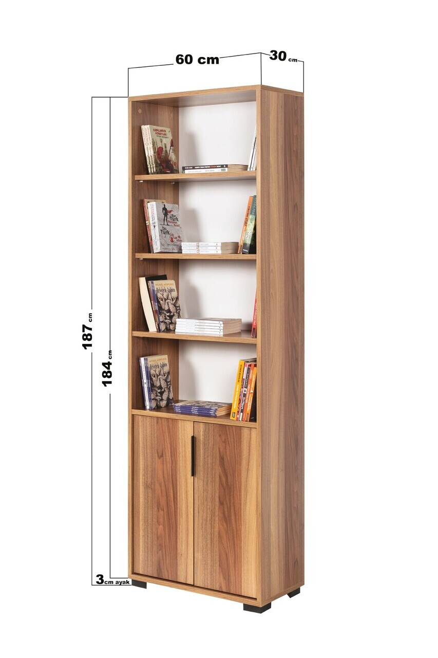 Corp biblioteca, Hanah Home, Evm 8103, 60x187x30 cm, PAL, Maro — imaginea 5