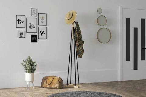 Cuier de perete, asse home, foley, 41x160 cm, stejar / negru