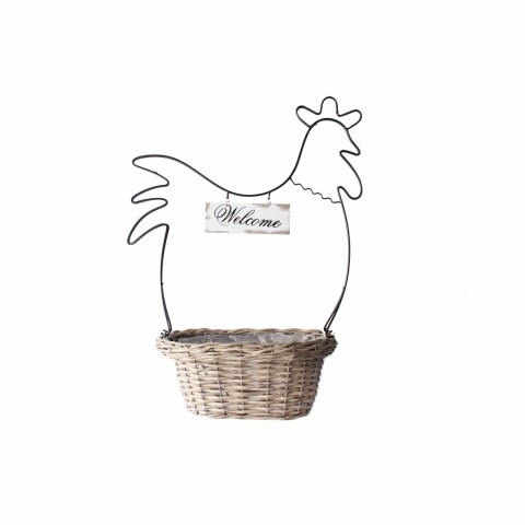 Suport ghiveci Chicken, Bedora, 38.5 x 51 cm, lemn de slacie/metal, natur