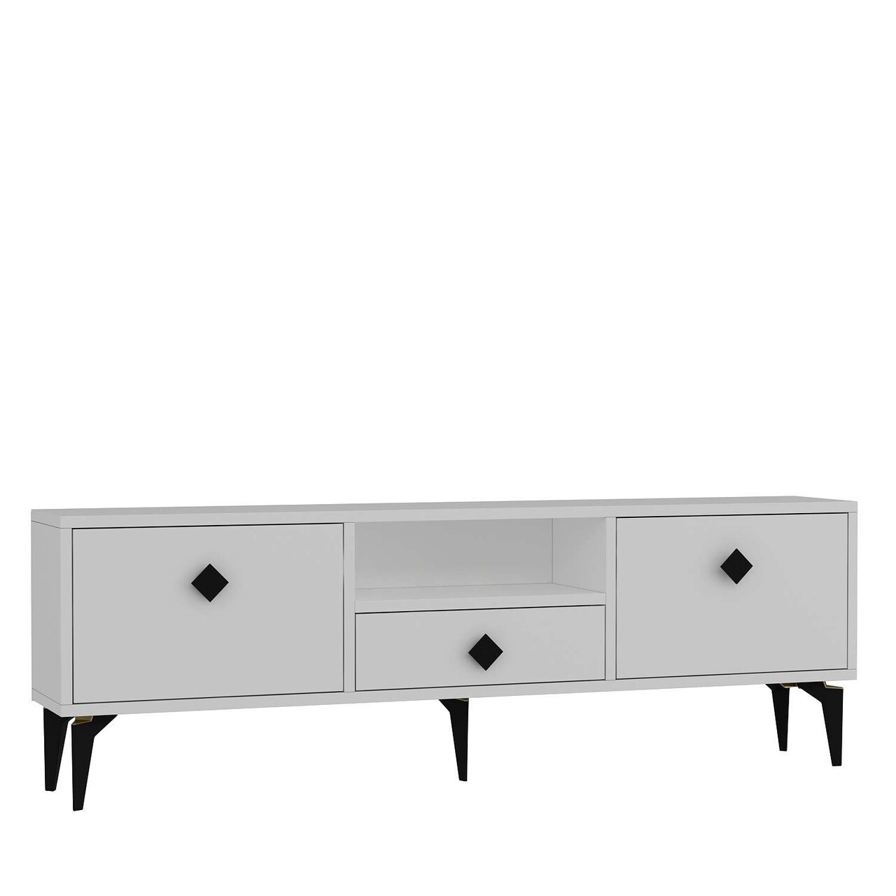 Comoda TV, Hanah Home, 1304-DROP-1, 140x49x30 cm, PAL , Alb/Negru - view 4