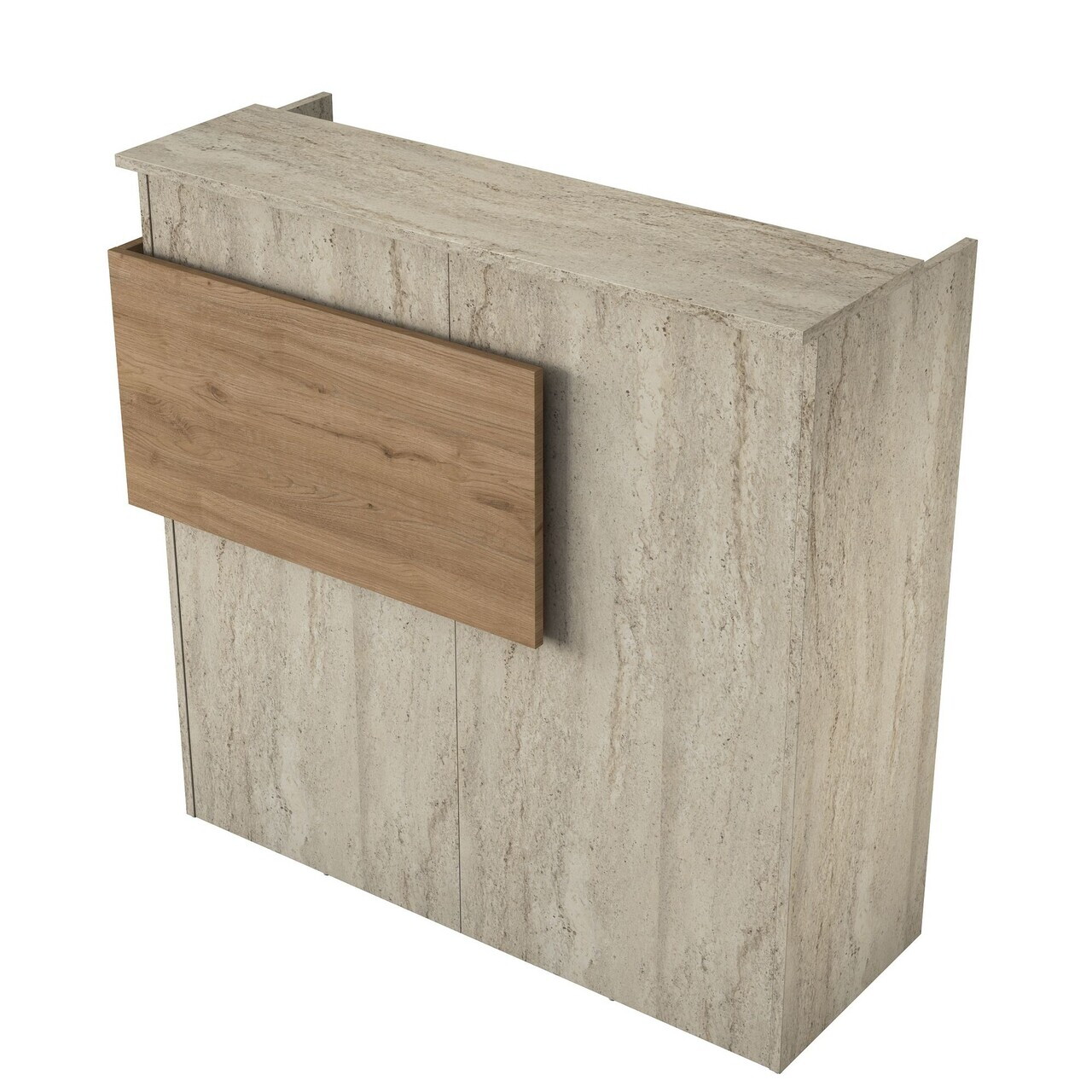 Masa de receptie, Hanah Home, MA105, 110x110x40 cm, PAL melaminat, Travertin / Nuc - view 10