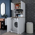 Dulap pentru masina de spalat, Wren,  KD102 - 2160, 70 x 183.6 x 72.6 cm, pal melaminat, alb/nuc
