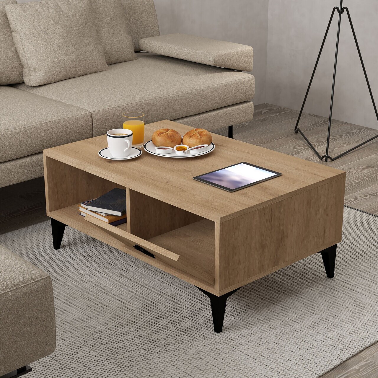 Masuta de cafea, Hanah Home, Deren 2006, 90x41.5x60 cm, PAL, Maro — imaginea 2