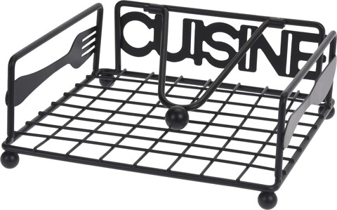 Suport pentru servetele cuisine, 18x18x7 cm, metal, negru
