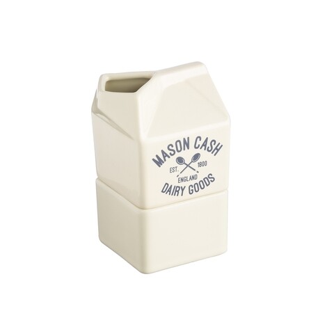 Latiera cu recipient pentru zahar 2 in 1, mason cash, varsity, 8 x 8 x 15 cm, ceramica, alb
