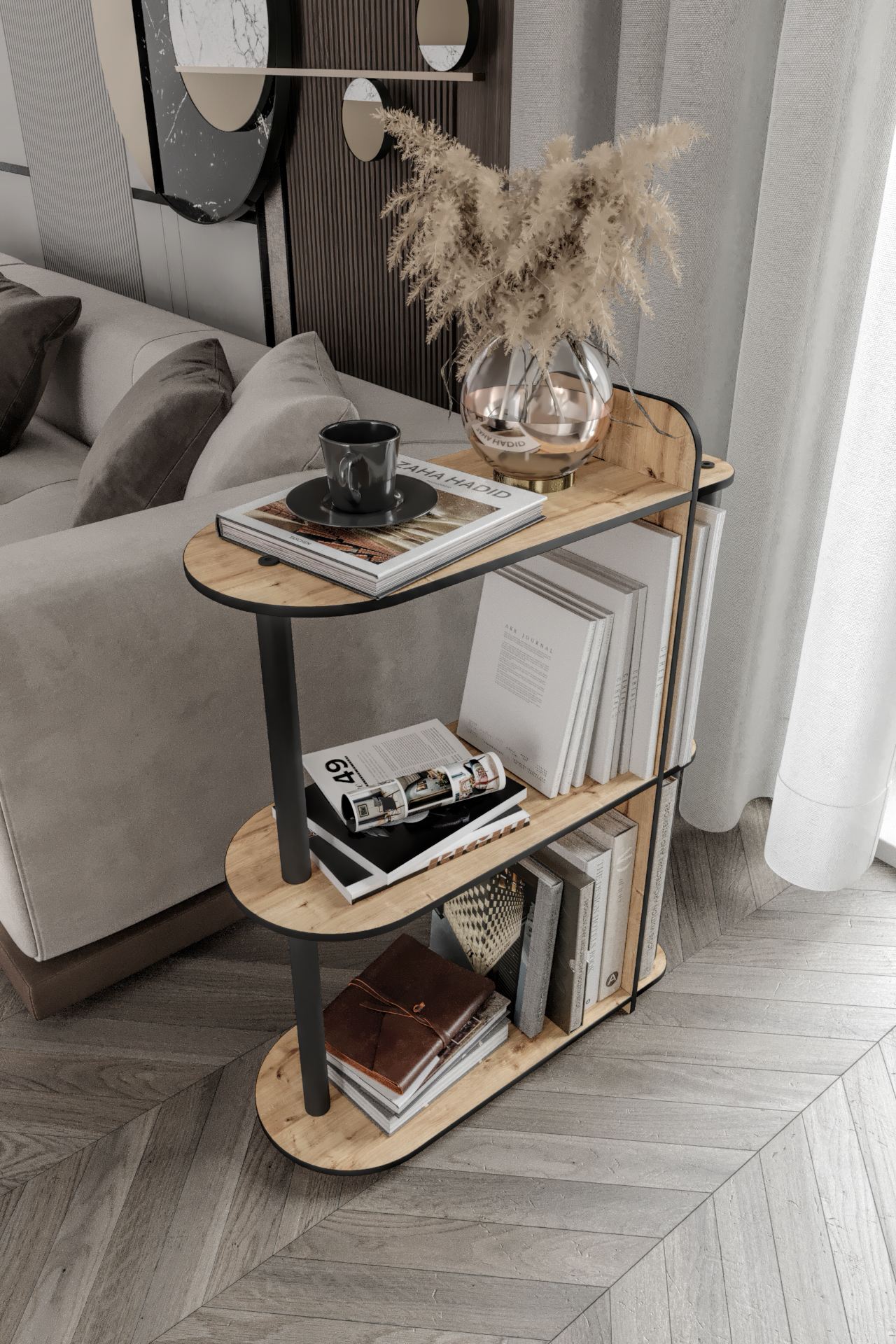 Masuta, Hanah Home, Kaiteki, 24x82x8 cm, MDF , Stejar