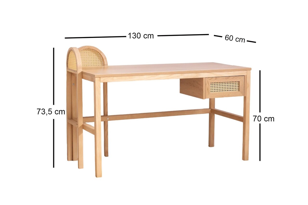 Birou, Howard, Nala 130, 130x73.5x60 cm, PAL, Natural