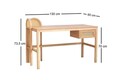 Birou, Howard, Nala 130, 130x73 cm, Corp din 100% lemn de frasin, Natural