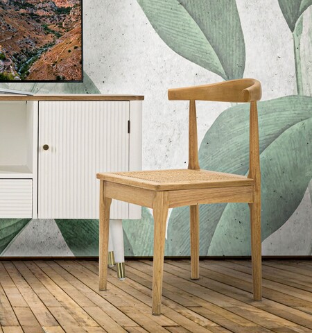 Set 2 scaune, Japan -A, Mauro Ferretti, 54 x 54 x 70 cm, lemn de arbore de cauciuc/ratan, maro
