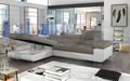 Coltar extensibil stanga 4 locuri ELTAP, Armd-55, Armando, 289x203x85 cm, lemn/poliester, gri/alb