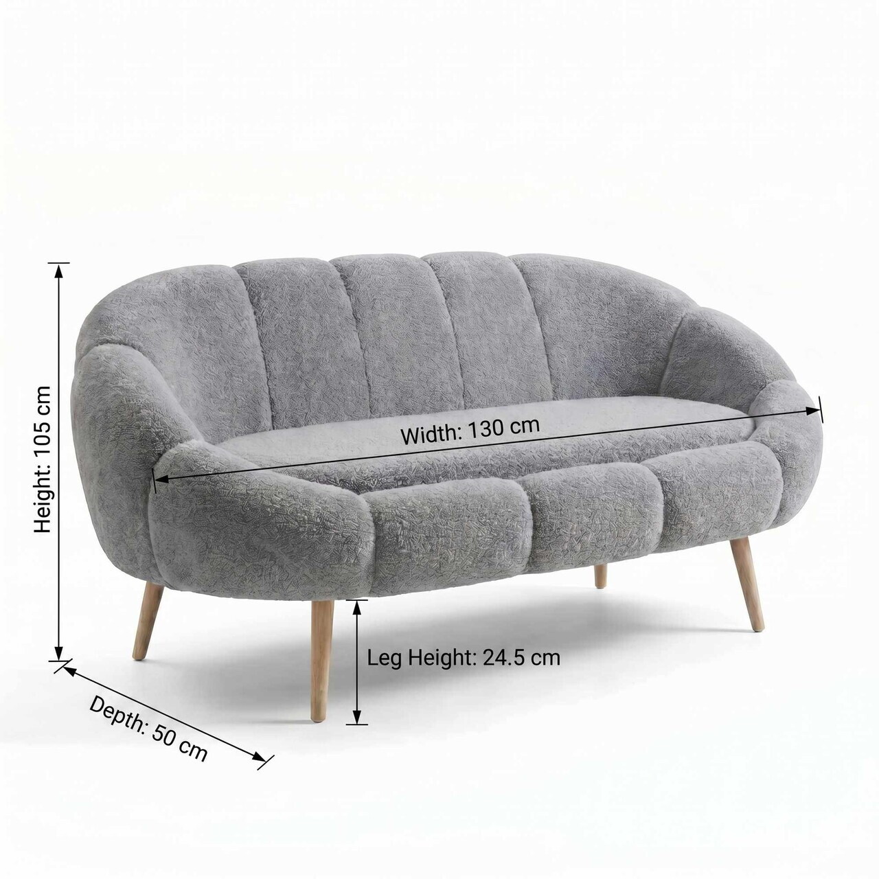 Canapea 2 locuri, Atelier del Sofa, 251BLS1113, PAL, Gri — imaginea 3