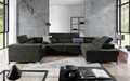 Coltar extensibil dreapta 6 locuri ELTAP, Th-73, Thiago, 342x208x88 cm, lemn/poliester, gri inchis
