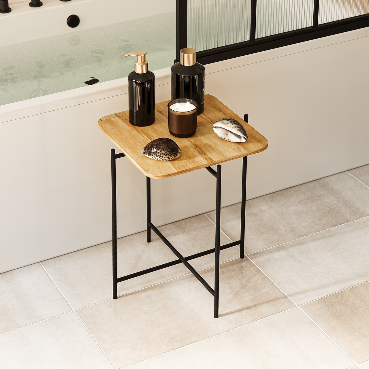 Masuta de cafea, Cerritos, Shb-005, 46x56x46 cm, Lemn, Negru / Natural - 1 | YEO
