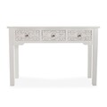 Consola cu 3 sertare Rowe, Versa, 110 x 34.5 x 75 cm, lemn, alb