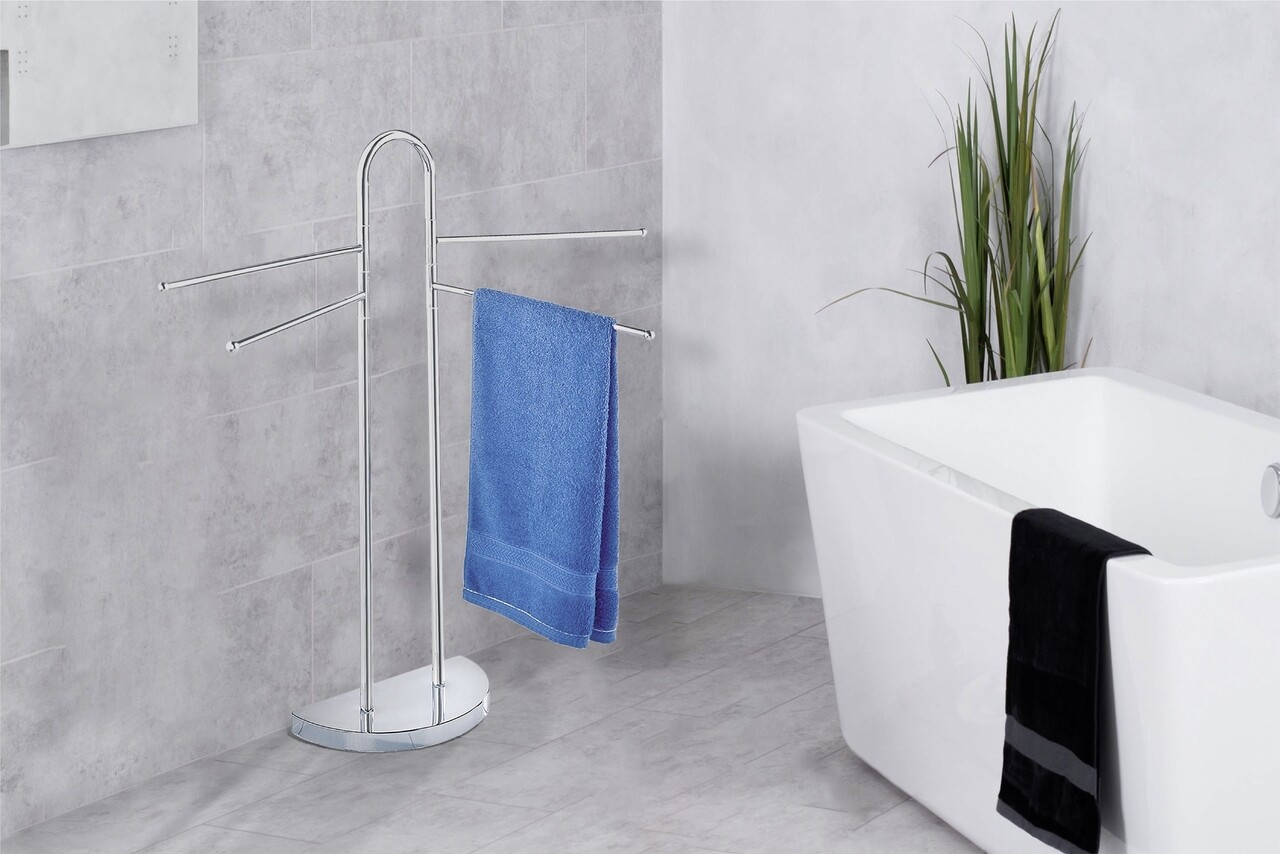 Suport pentru prosoape de baie, Wenko, Cosenza, 33 x 18 x 93.5 cm, inox, argintiu - 2 | YEO