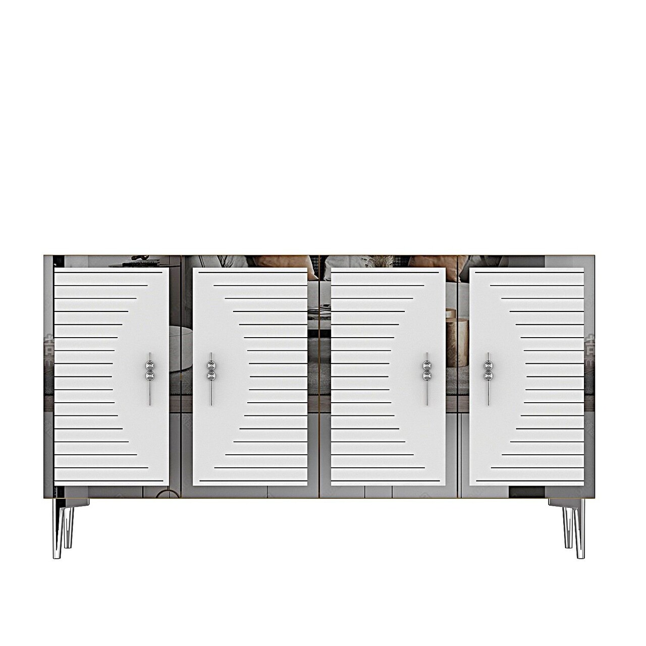 Consola, Hanah Home, Tuna 120, 120x75x32 cm, Alb / Argintiu - view 7