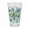 Set 3 pahare Cactus, 12.5 cm, sticla, verde/albastru