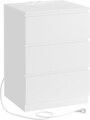 Noptiera cu prize si porturi USB, Vasagle, PAL/MDF, 40x30x59 cm, alb cloud