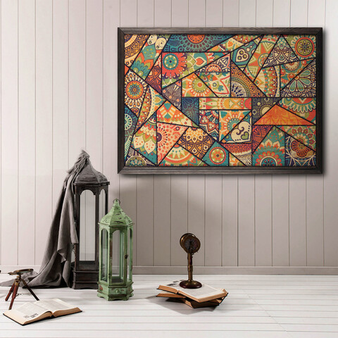 Tablou decorativ, Patchwork XL, Lemn, Lemn, Multicolor Bystag