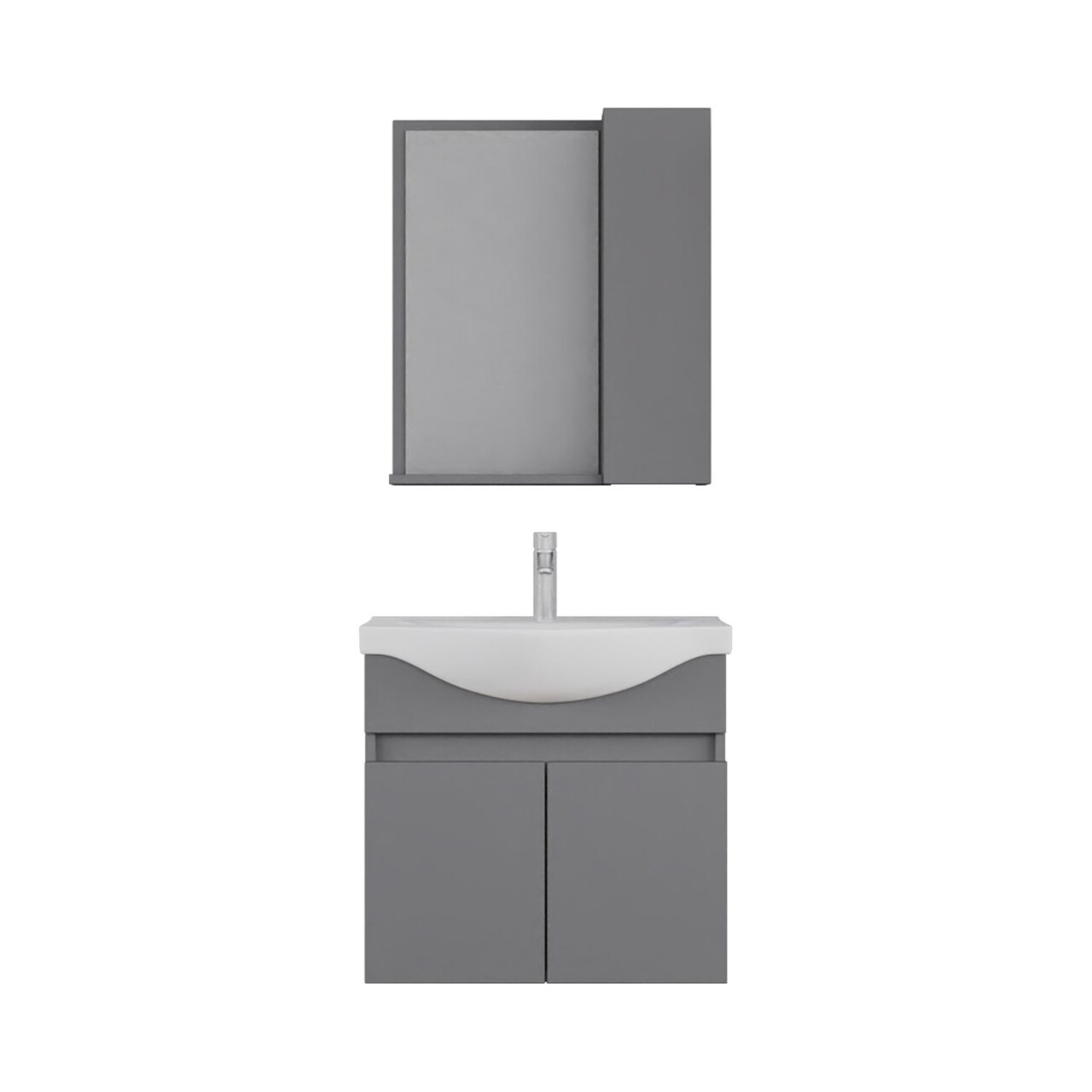 Set mobilier de baie (2 piese), Hanah Home, Sole 65, Gri Mat - view 5