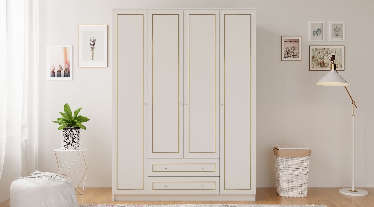 Dulap pentru haine, Rabi, Rb-079, 140x210x52 cm, Alb mat - 1 | YEO