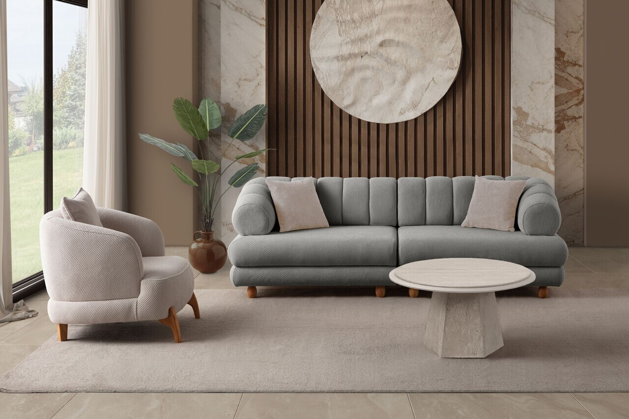 Canapea 3 locuri, Atelier del Sofa, 752EST1157, Lemn de carpen/PAL melaminat, Gri - view 6