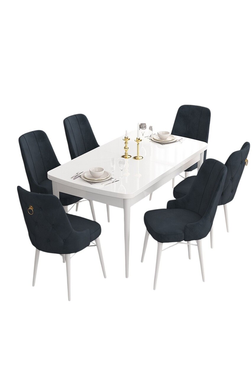 Set masa extensibila si scaune, Hanah Home, Are, Alb / Antracit - view 2