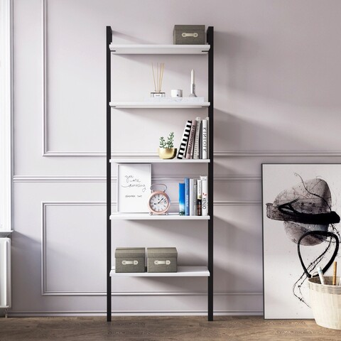Corp biblioteca, minima, magliana, 66.5x180x29.5 cm, alb negru