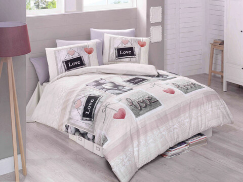 Lenjerie de pat dubla king (eu) (es), romantique, victoria, bumbac ranforce