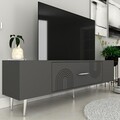 Comoda TV, Olivia, Dekol2, Antracit / Argintiu