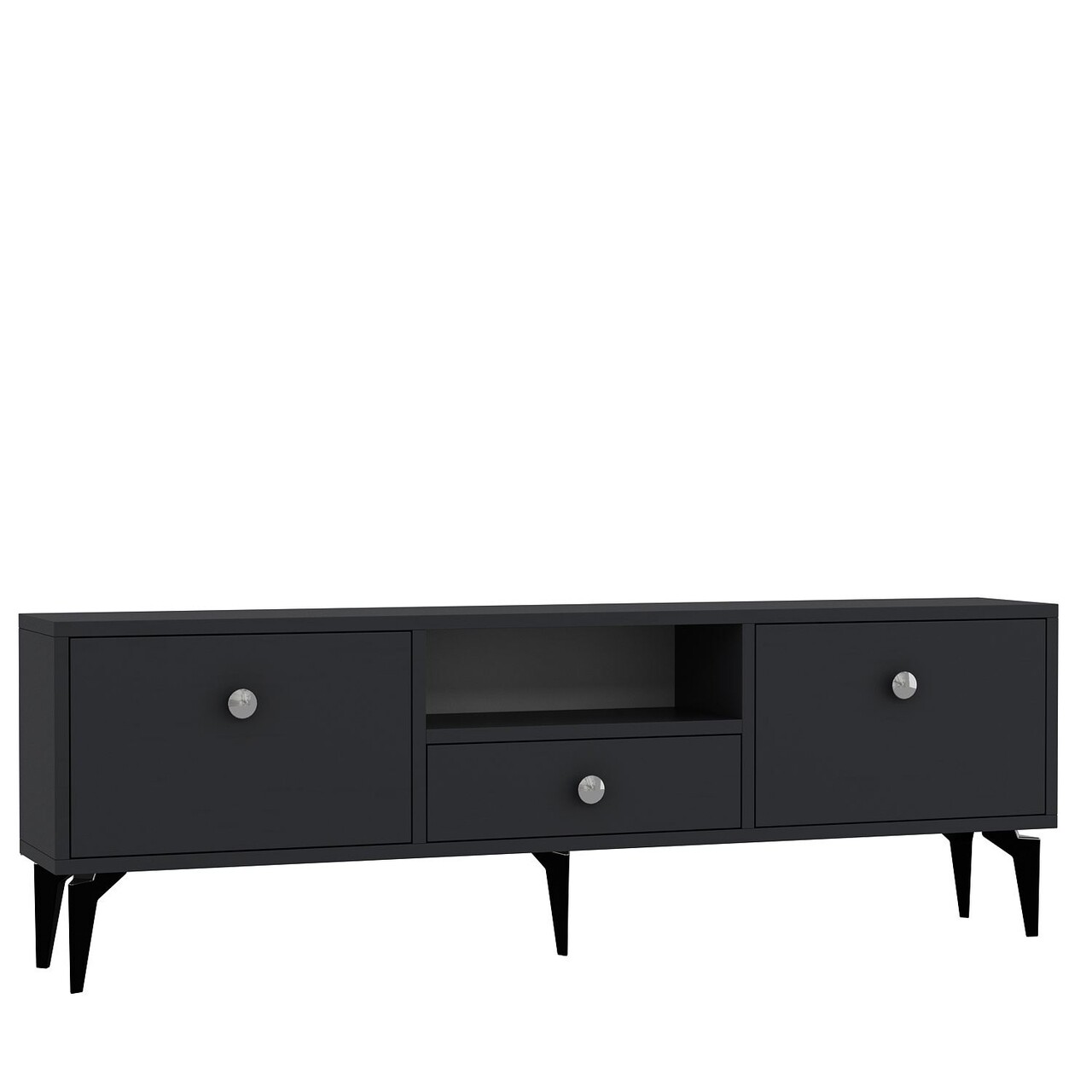 Comoda TV, Hanah Home, 1300-DROP-1, 140x49x30 cm, PAL , Antracit / Argintiu - view 4