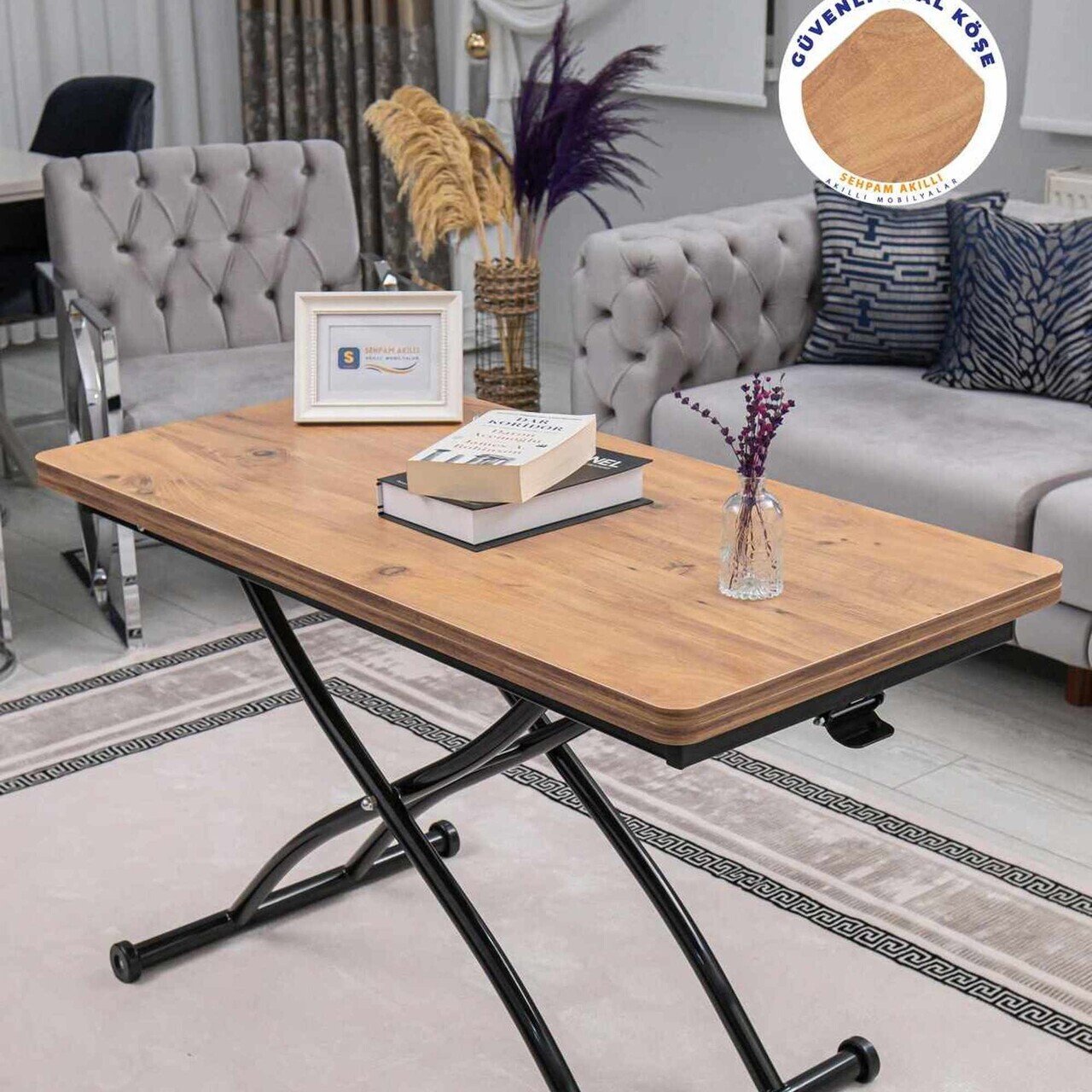 Masuta de cafea, Hanah Home, Juppo Ext, MDF, Pin / Negru — imaginea 3