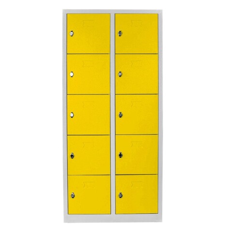 Dulap de depozitare cu incuietoare, Shelvoria, Js1017Sa, 79x170x40 cm, Otel, Gri / Galben