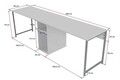 Birou, Hanah Home, Twin Study Desk, 240x74x60 cm, PAL, Alb/Auriu
