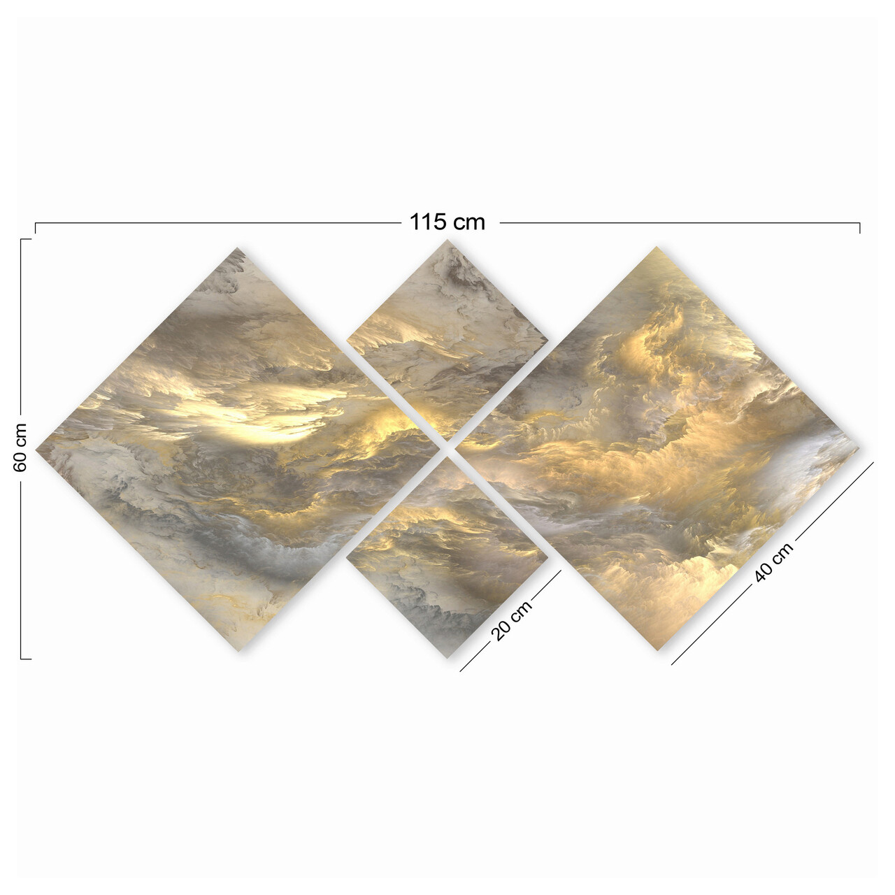 Set 4 tablouri decorative, 4MDF209500189, MDF, Imprimat UV, Multicolor
