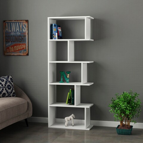Corp biblioteca, decortie, tapi, 62x161x28 cm, alb