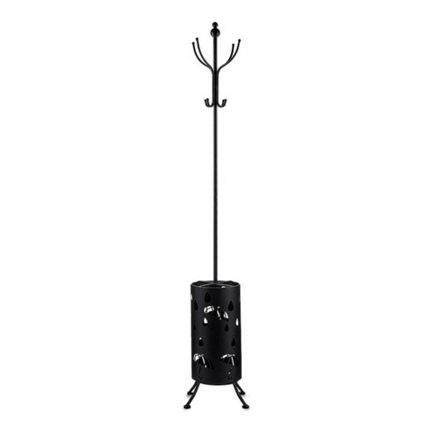 Cuier cu suport pentru umbrele elio, gift decor, 44 x 44 x 185 cm, metal, negru