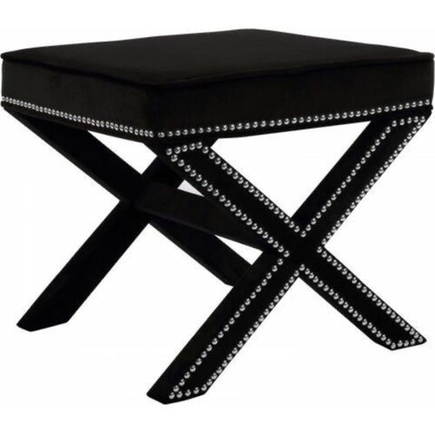 Taburet, Qunef, Pelona Capraz Pouffe, 40x60 cm, Cadru: 100% MDF, Negru/Argintiu