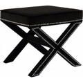 Taburet, Qunef, Pelona Capraz Pouffe, 40x60 cm, Cadru: 100% MDF, Negru/Argintiu