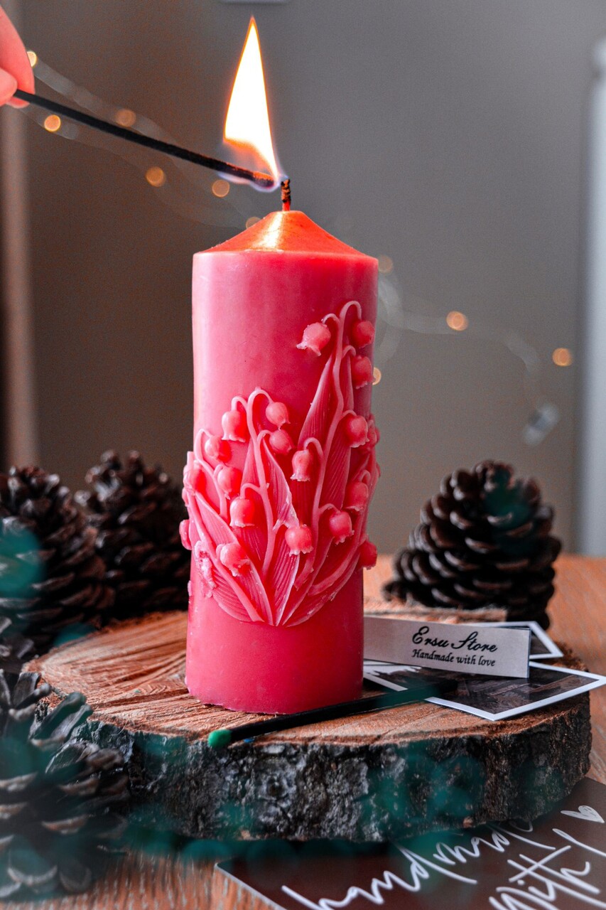 Lumanare, Ers1256, 13x7 cm, Coral - imagine 3