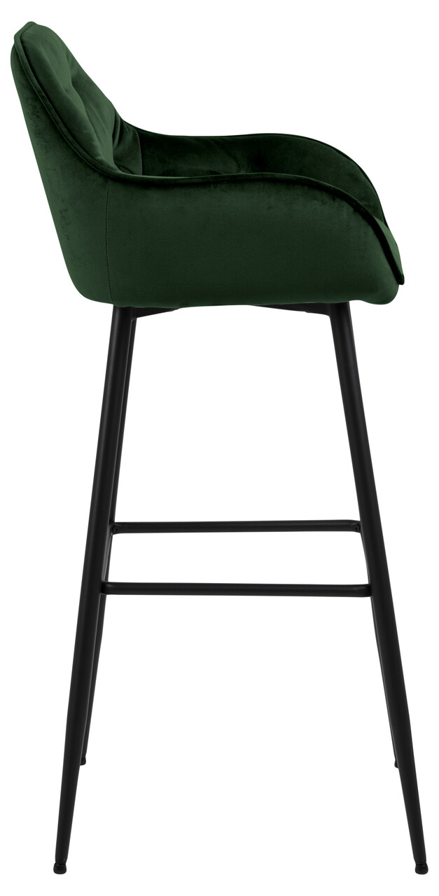 Scaun de bar Brooke, Actona, 52x53x104 cm, catifea/otel, verde forest - view 8