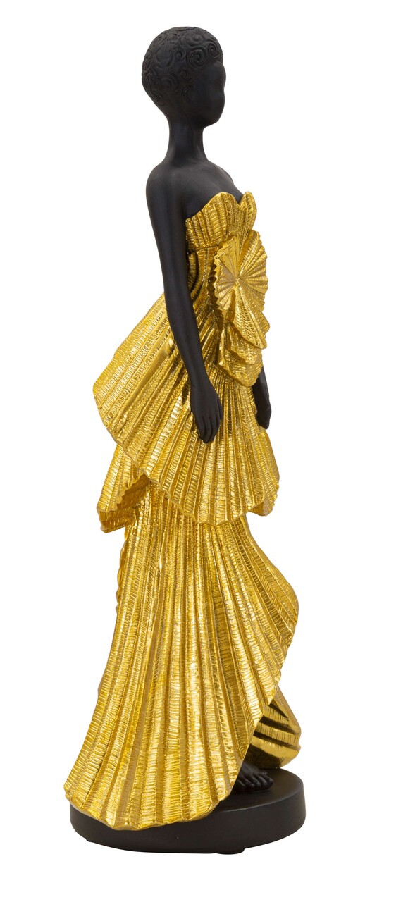 Figurina /sculptura decorativa  Fashion Gold Woman, Mauro Ferretti, 14.5x10x33 cm, polirasina, negru/auriu