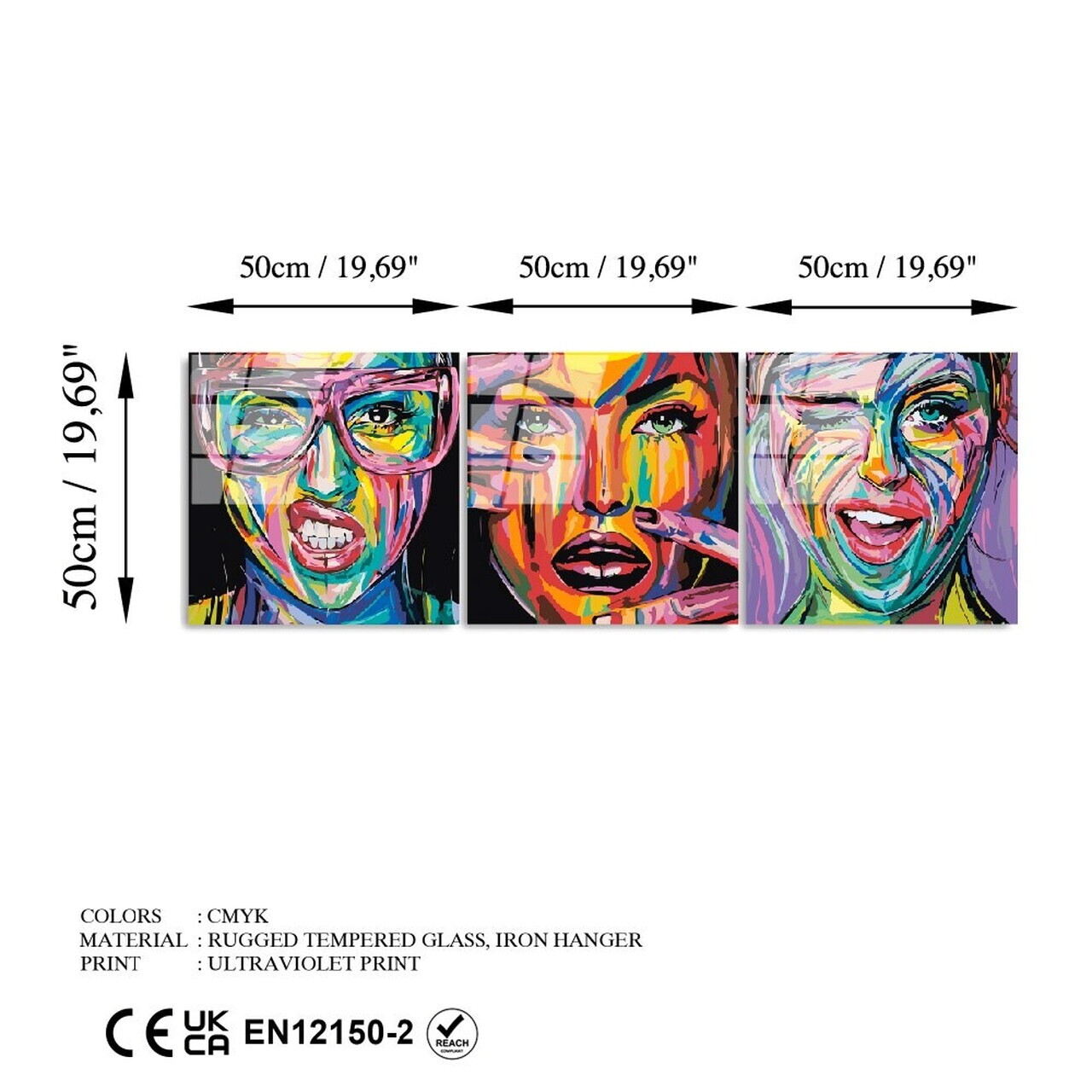 Tablou decorativ, UV-852, Dimensiune: 50 x 50 cm (3 bucăți), Multicolor — imaginea 7