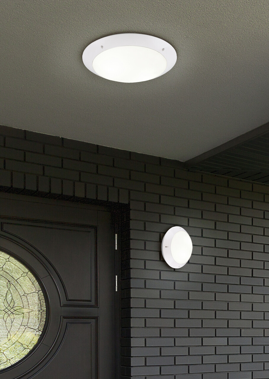 Plafoniera pentru exterior Camaro, RL, 26x8.5 cm, 12W, 1x E27, plastic, alb mat