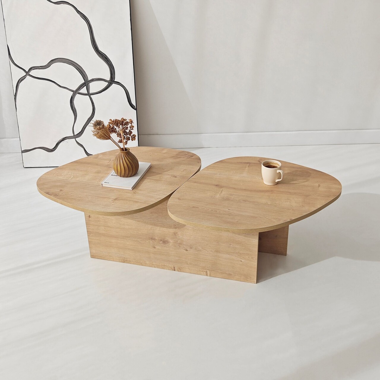Masuta de cafea, Hanah Home, Stones, 125x38x60 cm, Maro - view 5