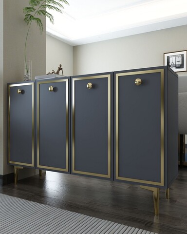 Consola, Hanah Home, 8161KM-1, 120x75x29.6 cm, PAL , Antracit / Aur