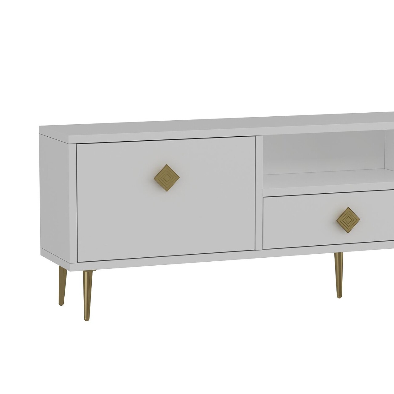Comoda TV, Hanah Home, 1308-DROP-1, 140x45x30 cm, PAL , Alb/Auriu - view 5
