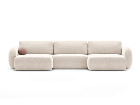 Coltar panoramic extensibil 5 locuri, Tonale, Cosmopolitan Design, 362x149x88 cm, tesatura chenille, bej deschis