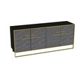 Bufet Polka Black, Hadley, 180 x 47.3 x 75 cm, walnut/negru