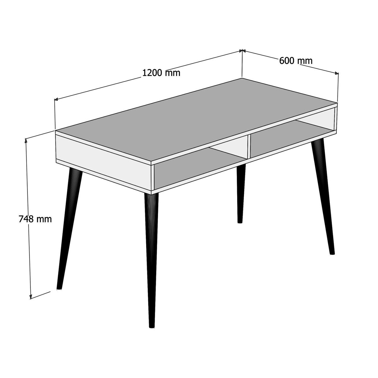 Birou, Hanah Home, Novo, 120x74.8x60 cm, Maro - view 6